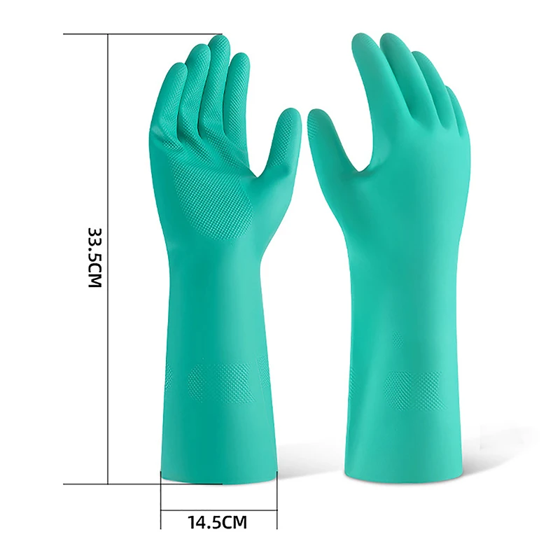 1Pair Nitrile Solvent Gloves Oil resistant Slip-Resistant Glove Chemical Household Cleaning Tools Waterproof Long Glove