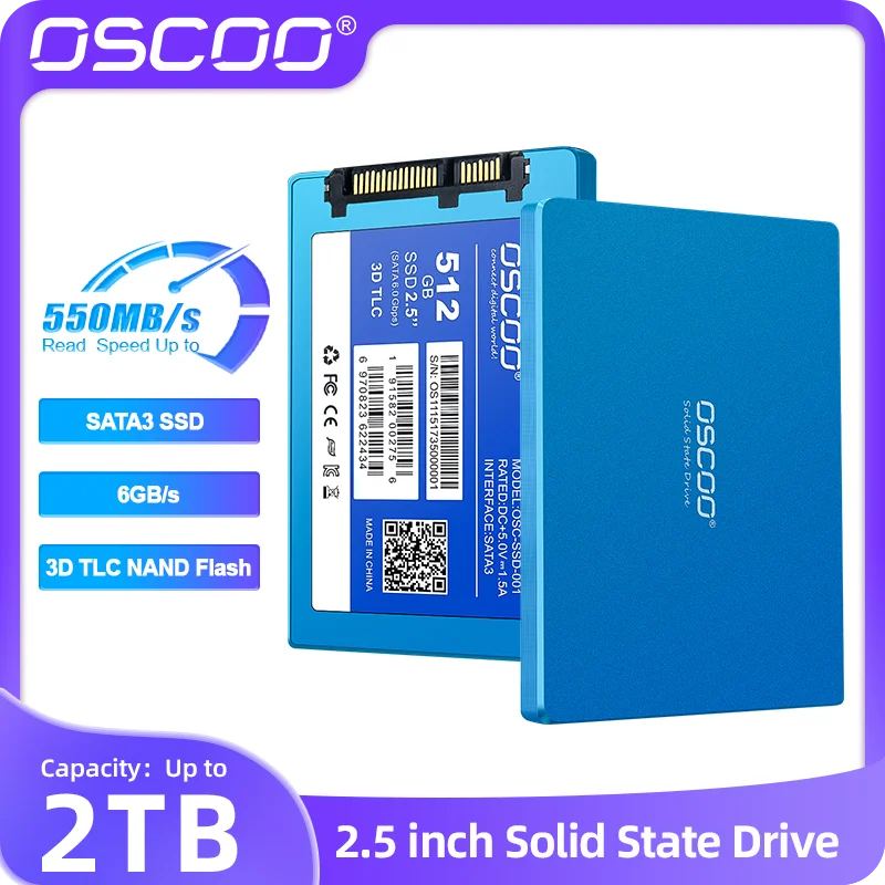 OSCOO SSD Hard Drive Disk SATAIII SSD 128GB 256GB SSD 512GB 1TB HDD 2.5