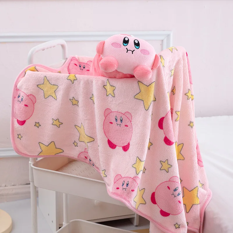 Kirby Blanket Kawaii Coral Velvet Thickened Blanket Air Conditioner Blanket Office Nap Quilt Surprise Gift Girls