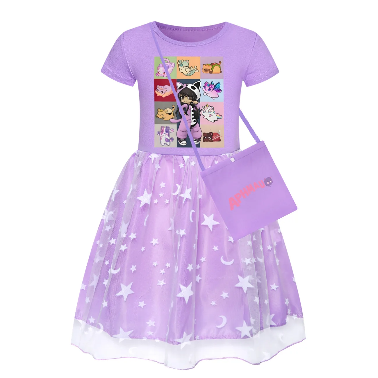 

APHMAU кружевное платье принцессы для маленьких девочек, дизайнерский летний наряд для свадебной вечеринки с сумкой, торжественное платье для малышей для девочек