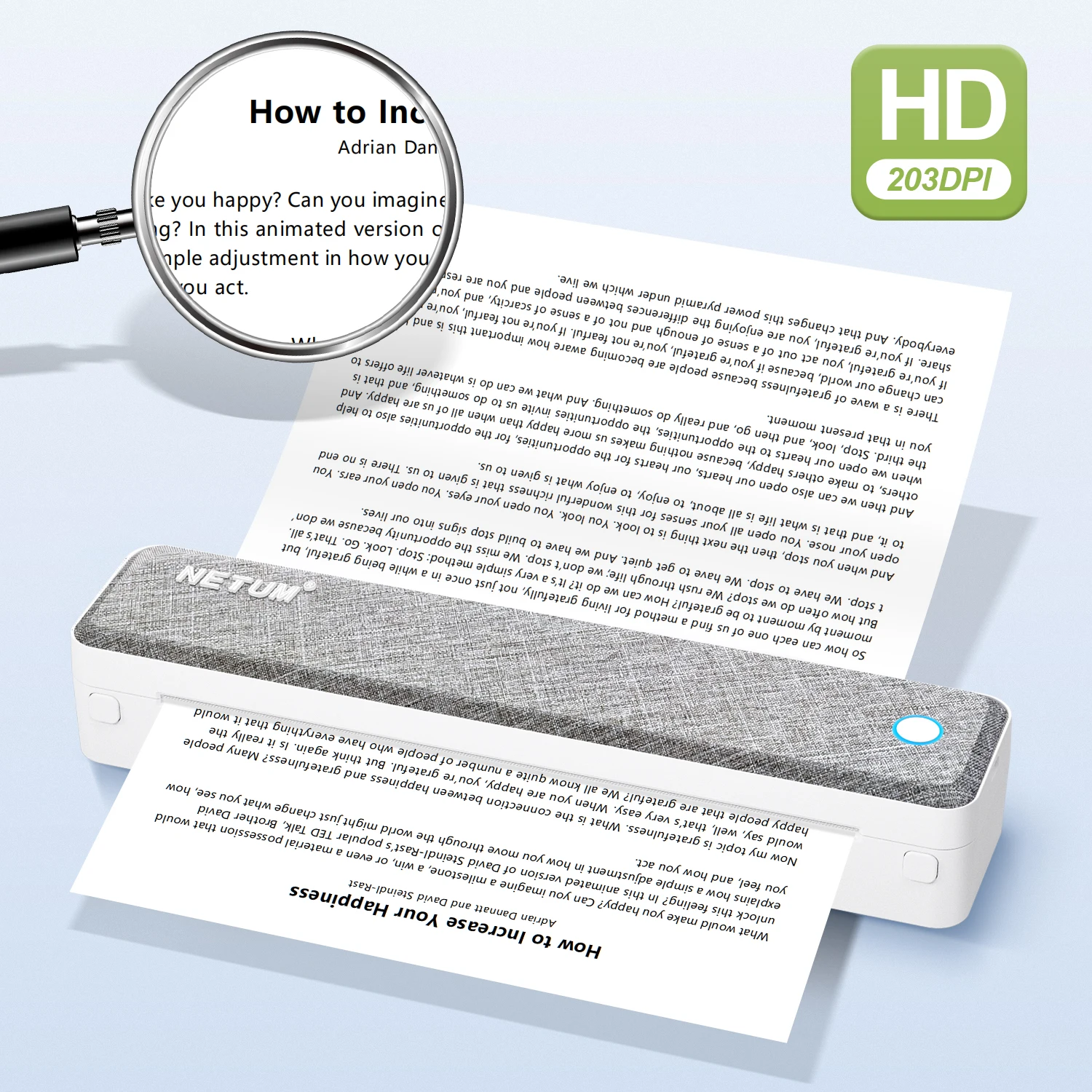 A4 Bluetooth voyage d'affaires imprimer partout sans encre 203DPI imprimante thermique Rechargeable Portable