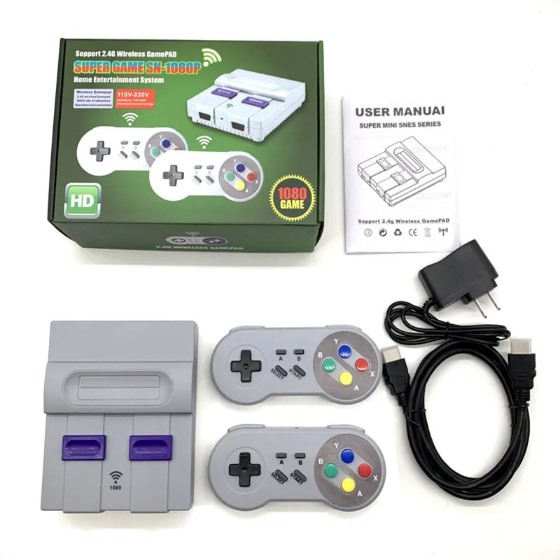 

Super HD Output For SNES Retro Classic Handheld Video Game Player TV Mini Game Console Built-in 1080 Games with Dual Gamepad