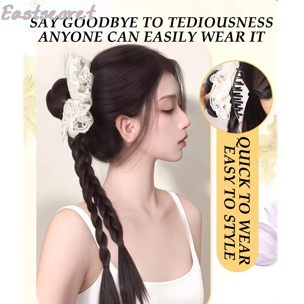 الشرقية شعر مستعار جديلة الإناث انتزاع كليب عالية ذيل حصان الدانتيل برعم رئيس العجين المقلي التقلبات جديلة شعر مستعار اصطناعي جديلة ذيل حصان