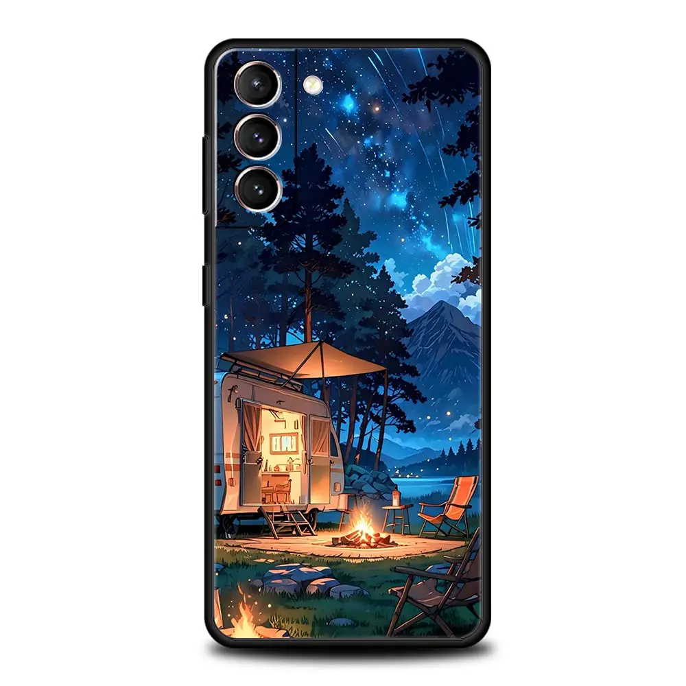 เคสโทรศัพท์มือถือลายรถตู้คอมบิ สำหรับแคมป์ปิ้งกลางแจ้ง สำหรับ Samsung Galaxy S25 Edge S24 S23 S22 S20 Ultra S21 FE 5G S10 Plus  วัสดุ TPU นิ่ม