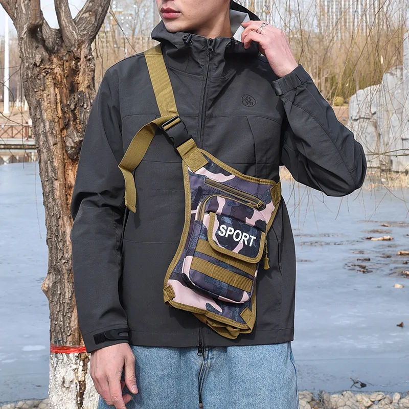 Outdoor Men Waist Pack Leisure Sports Shoulder Bag Fashion Riding Bag Portable Traveling Bag Light Oxford Multiple Wearing Style