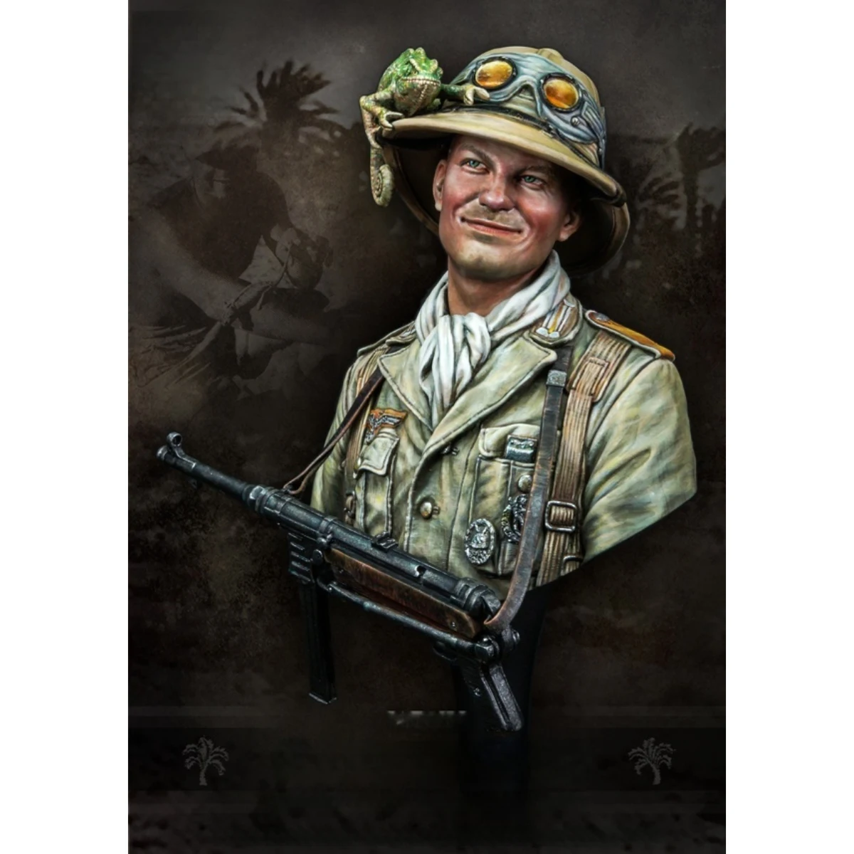

1/10 resin unpainted model kit, chameleon on the hat of a German African Corps soldier unassembled and unpainted GK, 1629X