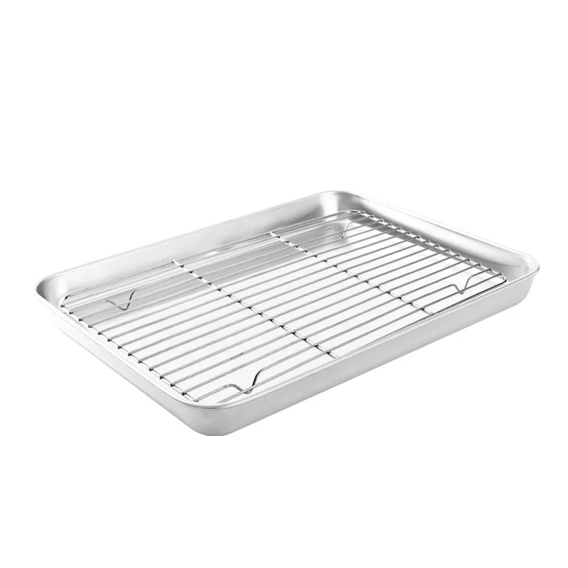 

Противень из нержавеющей стали с решеткой для выпечки, приготовления на гриле, запекания, жарки и гриля, для брауни, для духовки