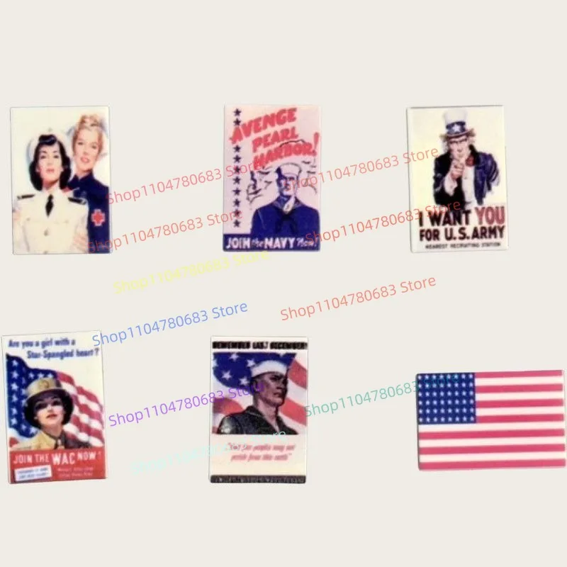ตัวต่อ MOC ของเล่นสะสม ของขวัญวันหยุด ของตกแต่งอนิเมะ โมเดลประกอบประกอบเอง ของสะสม โปสเตอร์กองทัพสหรัฐฯ สมัยสงครามโลกครั้งที่สอง พร้อมฟิกเกอร์จิ๋ว