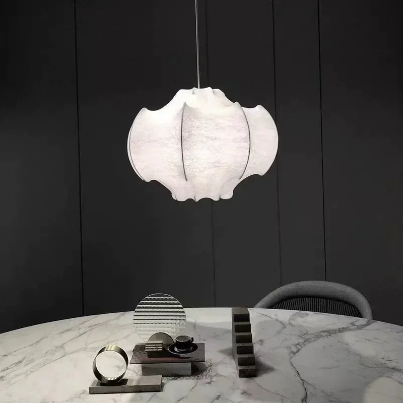 

Nordic Designer Silk Chandelier Kitchen Restaurant Living Room French Retro High-end LED Pendent Lamp Home Decor Light Fixtures