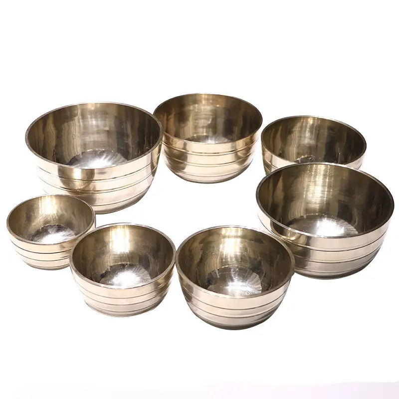 High Quality 7-Piece Set Tibetan Singing Bowl Metal Engraved Religious Style