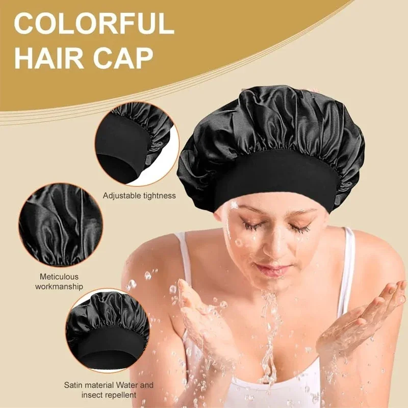 Large Satin Bonnet Silk Bonnet Hair Wrap for Sleeping Sleep Cap with Elastic Soft Band Big Bonnets for Women Hair Care