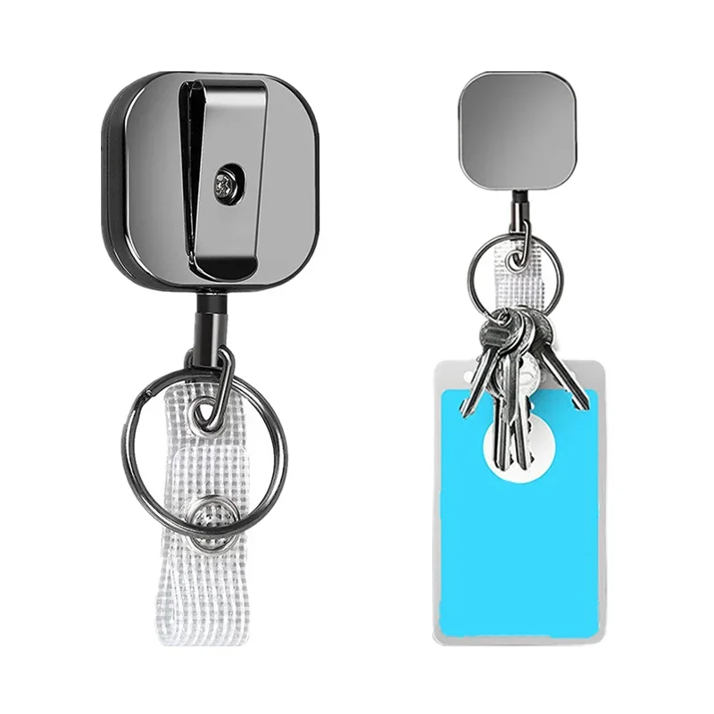 metal id tag clipe keychain titular do cracha work pass tampa do cartao de acesso case sleeve com cinto clipe chaveiro carretel 01