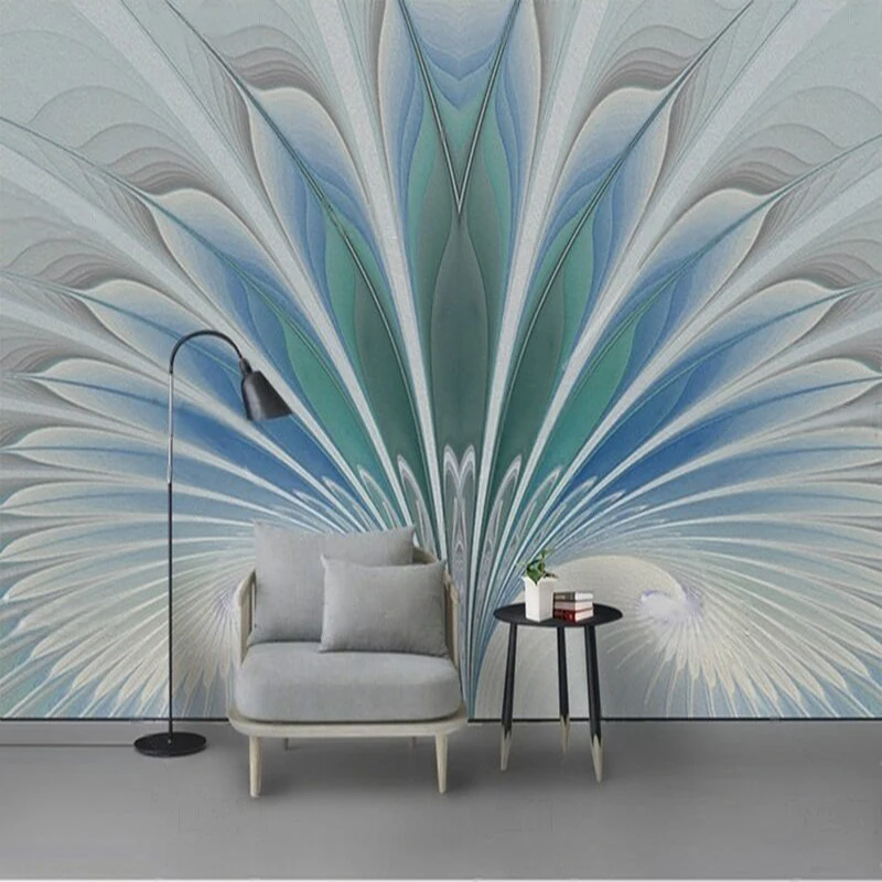 Modern creative and beautiful gradient feather blooming pattern TV luxury home decoration bedroom sofa background wall painting