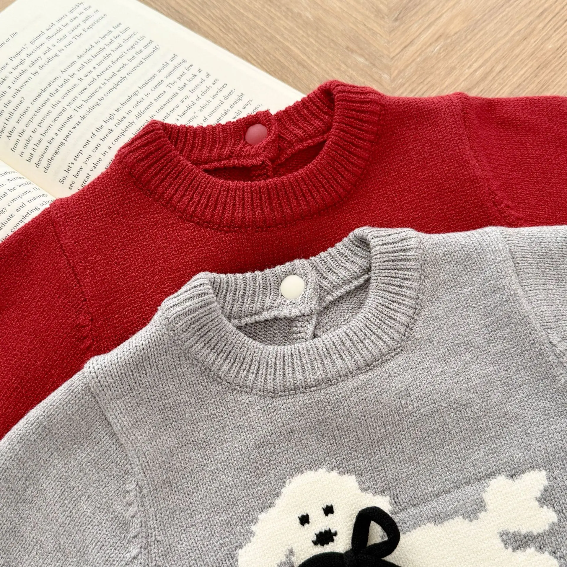 0-24M Winter Baby Knit Romper Winter Clothes Newborn Kid Boy Girl Sweater Animal Dog Print Bodysuit Cute Sweet Outfit
