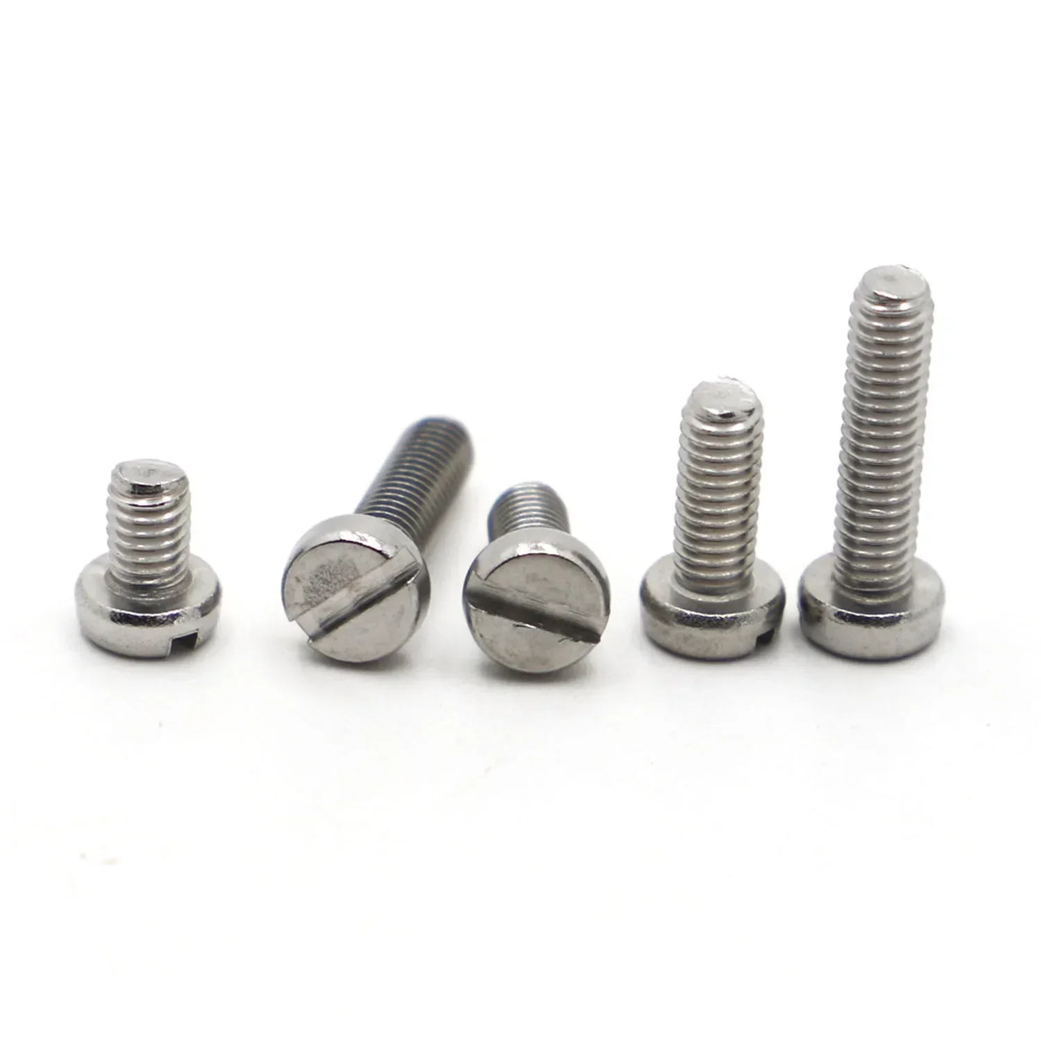 5pcs-50pcs 304 Stainless Steel DIN84 Slotted Screws M1.6 M2 M2.5 M3 M4 M5 Head Slot Column Round Cheese Head Slotted Screw