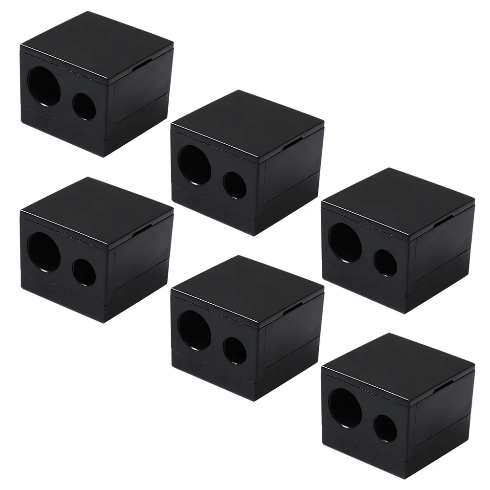 

6pcs Double Hole Pencil Sharpener for Eyebrow Brow Metal Plastic Small Portable Tool Suitable for Lip Liner Pencils Eyeliner