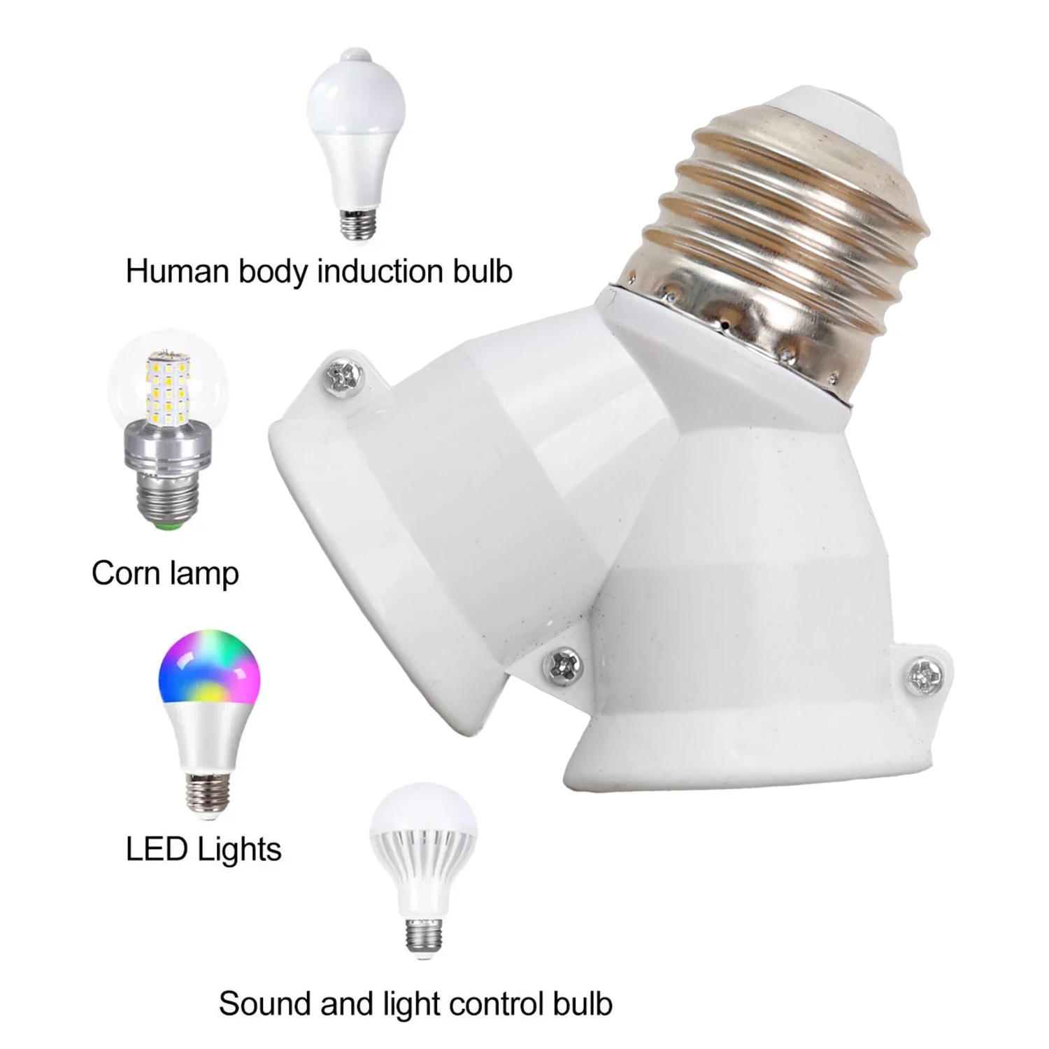 1/6 قطعة المزدوج رئيس محول مأخذ التوصيل 2In1 E27 إلى E27 الموسعة LED مصباح لمبات قاعدة حامل الفاصل الأبيض LED محول مقبس الإضاءة #6