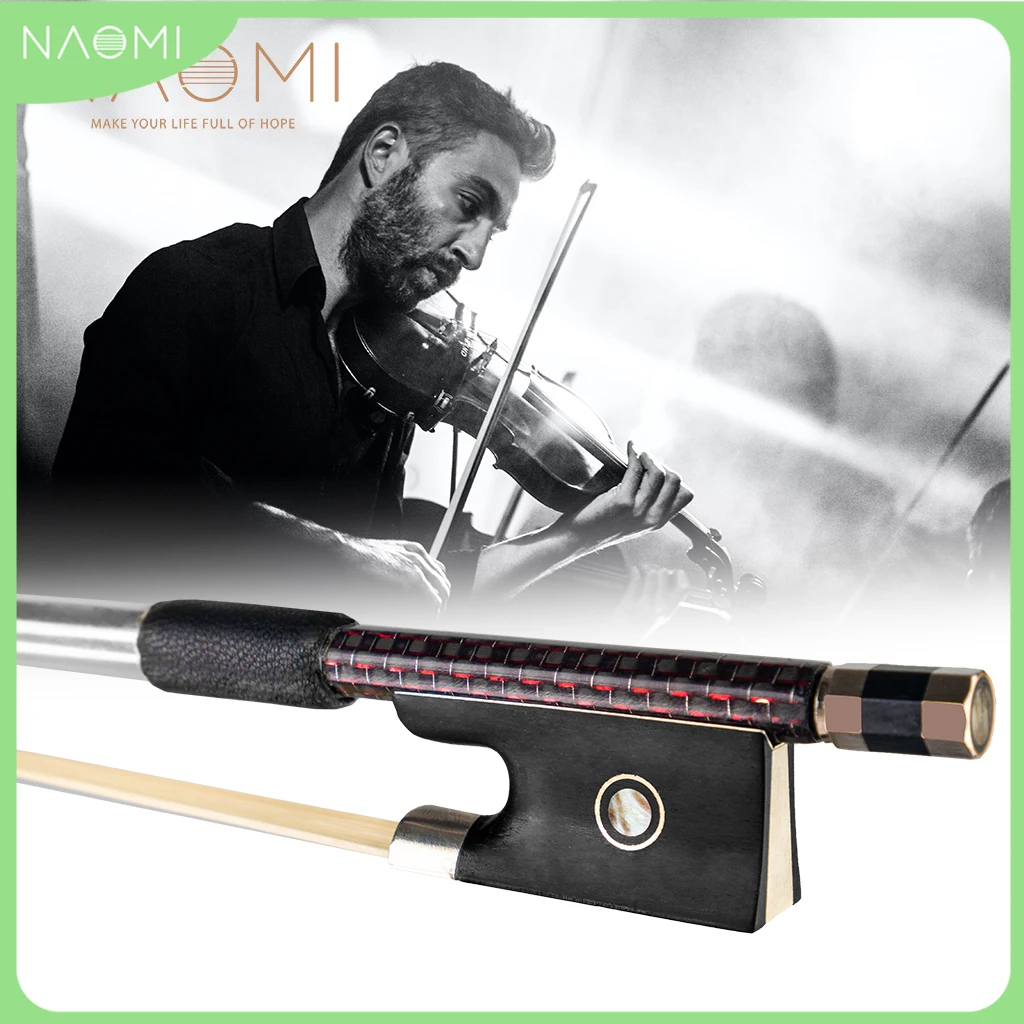 NAOMI Master Red Silk Braided Carbon Fiber Violin Bow 4/4 White Mongolia Horsehair Ebony Frog Durable And Fast Response