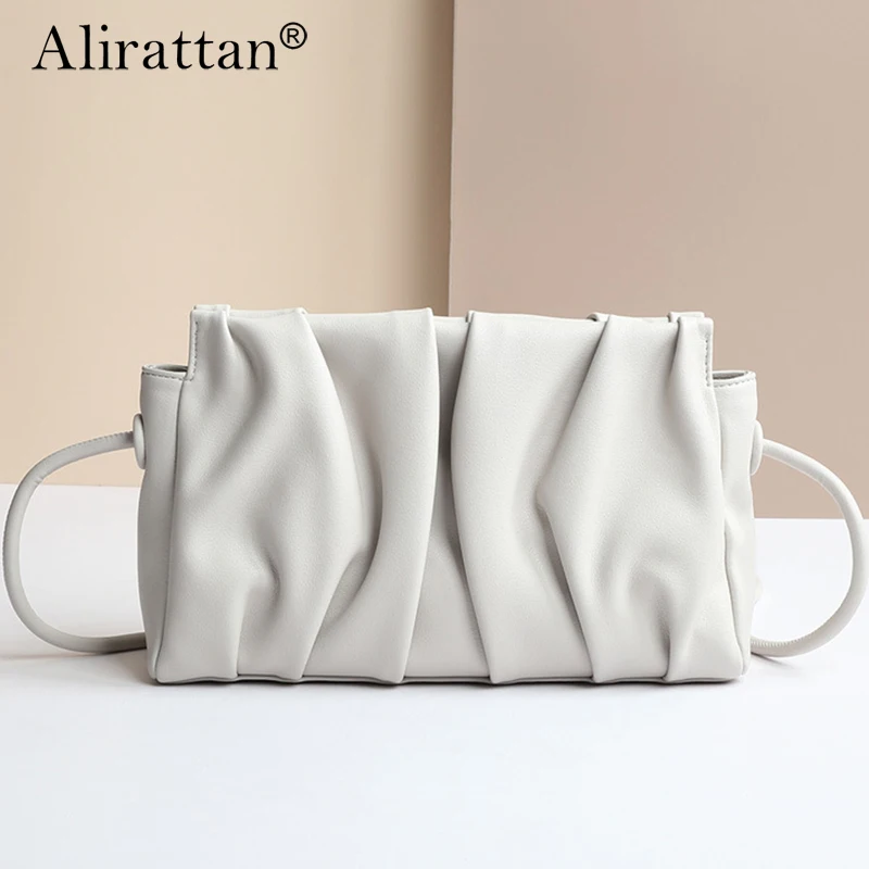 

Alirattan 2024 New Minimalist Texture Soft Cowhide Women's Bag Versatile Single Shoulder Diagonal Straddle Bag Real Leather Bag