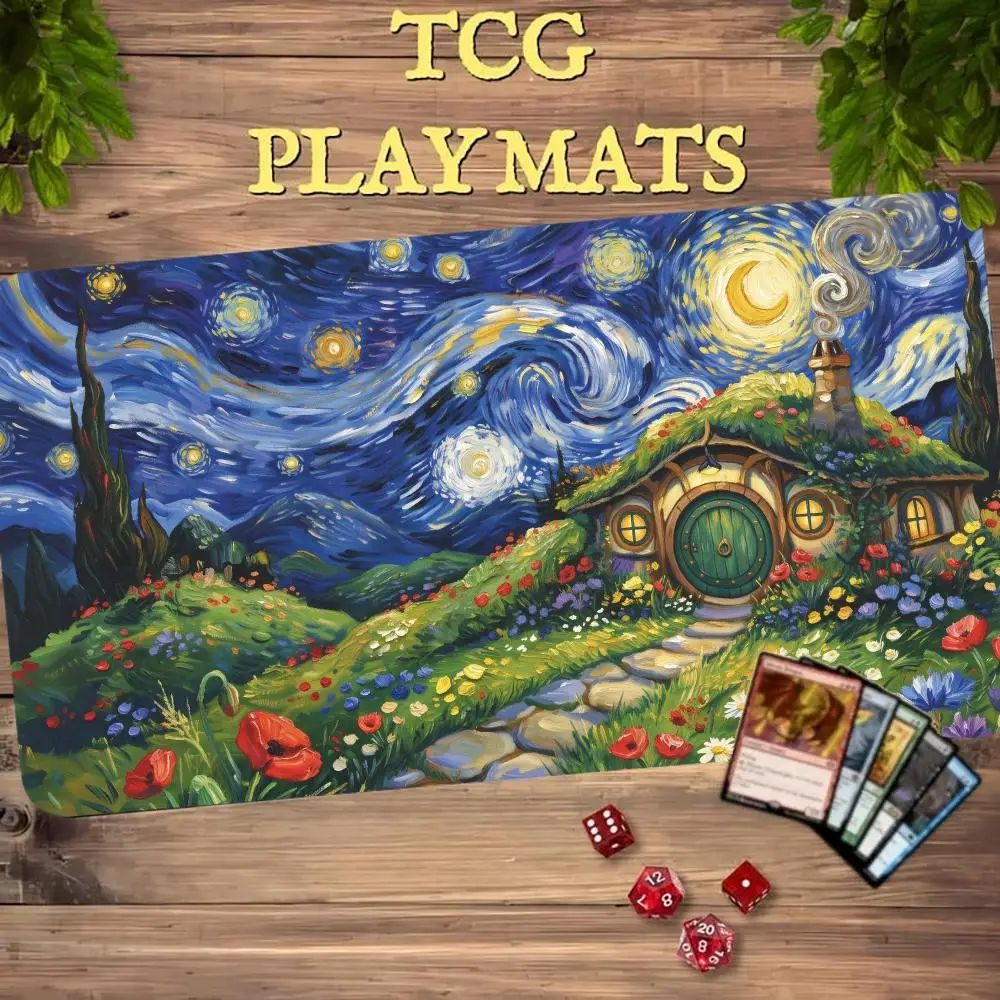 Van Gogh Starry Night MTG Playmat 600X350 TCG Card Game Mat Non-slip Rubber Table Pad Magic The Gathering Tabletop Game Play Mat