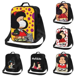 Mafalda Lunch Bag Insulated Meal Bag Cartoon Print Portable Lunch Box for School Work Picnic Tote Food Container for Boys Girls