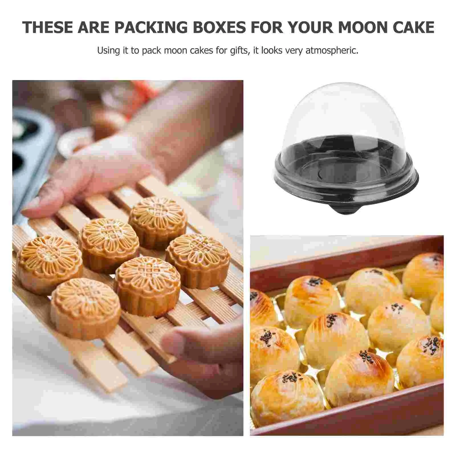 50 Pcs Cake Boxes Cupcake Stand Packing Dome Mei Niang Container Black