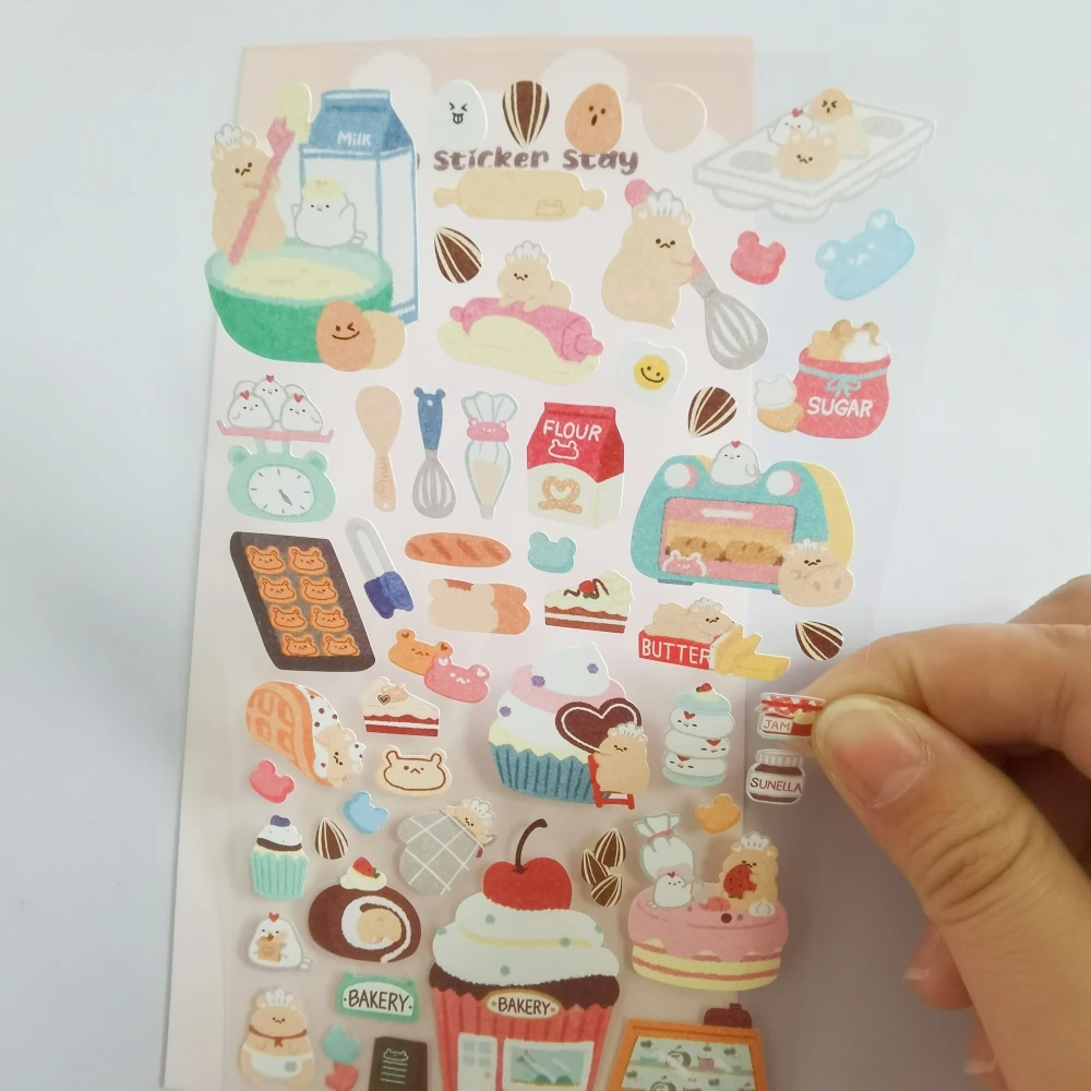 Korean Import Original BONITO Hamster Bakery Cake Desserts Stickers Scrapbooking Diy Journal Diary Cute Stationery Sticker Gift