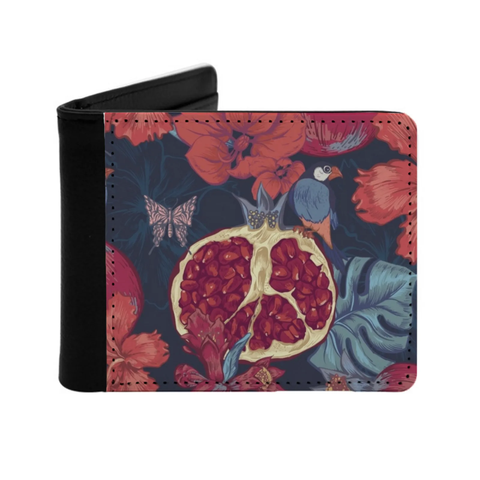 ทับทิมดอกไม้ทับทิมรูปแบบกระเป๋าสตางค์หนังผู้ชายบัตรเครดิต/Id ผู้ถือแทรกเงินกระเป๋าชายสั้นกระเป๋า