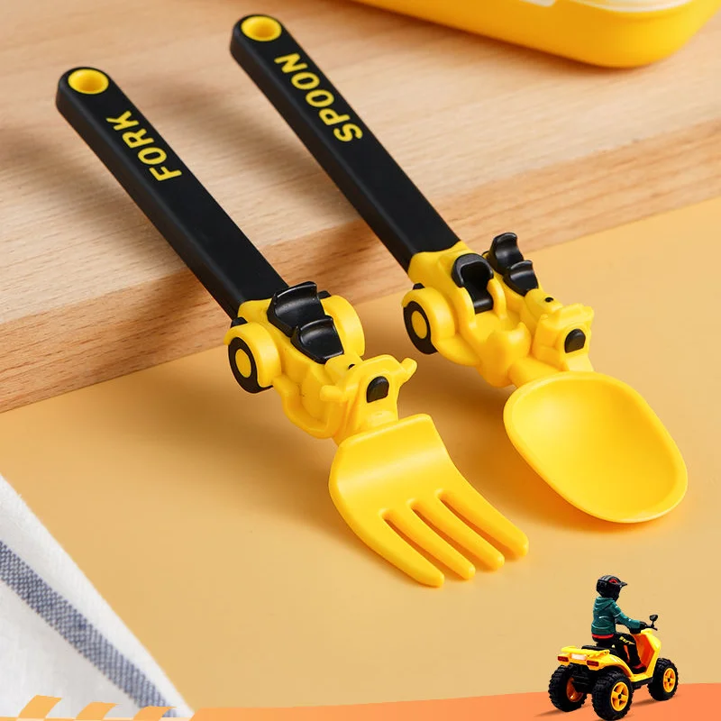 

Funny Portable Tableware Cartoon Locomotive Kids Spoon and Fork Set Dessert Spoon for Children Fork Baby Gadgets Folding Cutlery