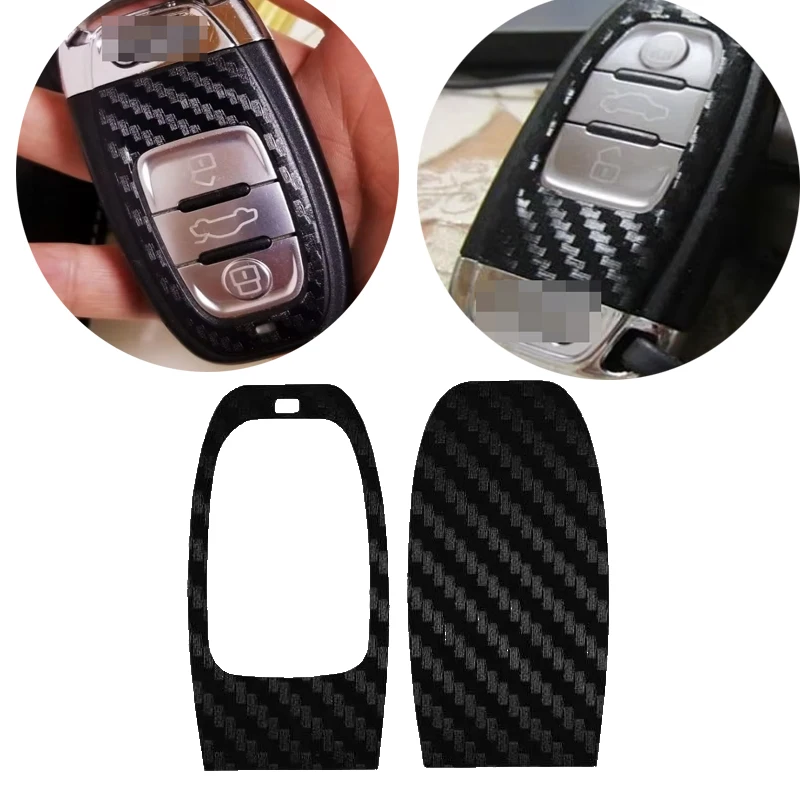 لأودي A4 A6 RS4 A5 A7 A8 S5 RS5 Q5 S5 S6 ألياف الكربون مفتاح السيارة حماية ملصق مفتاح ذكي تجديد الملحقات الداخلية #1