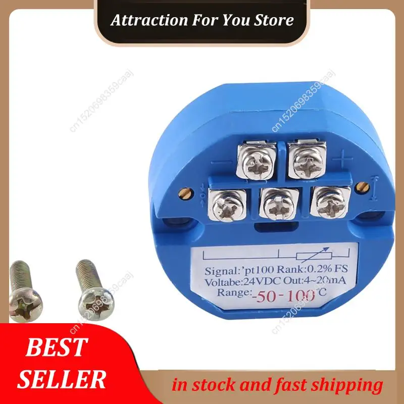 Hot Selling RTD PT100 Temperature Transmitter Module Thermal Resistance -50-100°C DC24V Output 4-20MA Easy Install Easy To Use