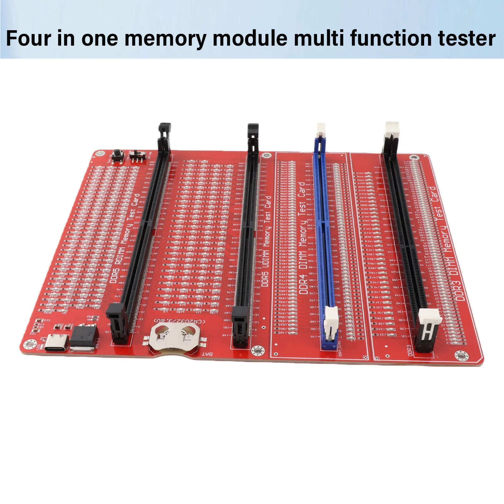 Cartão Testador de Memória RAM 4 em 1 para Computador Desktop DDR3 DDR4 DDR5 UDMM DDR5 RDIMM Analisador Diagnóstico com Luz