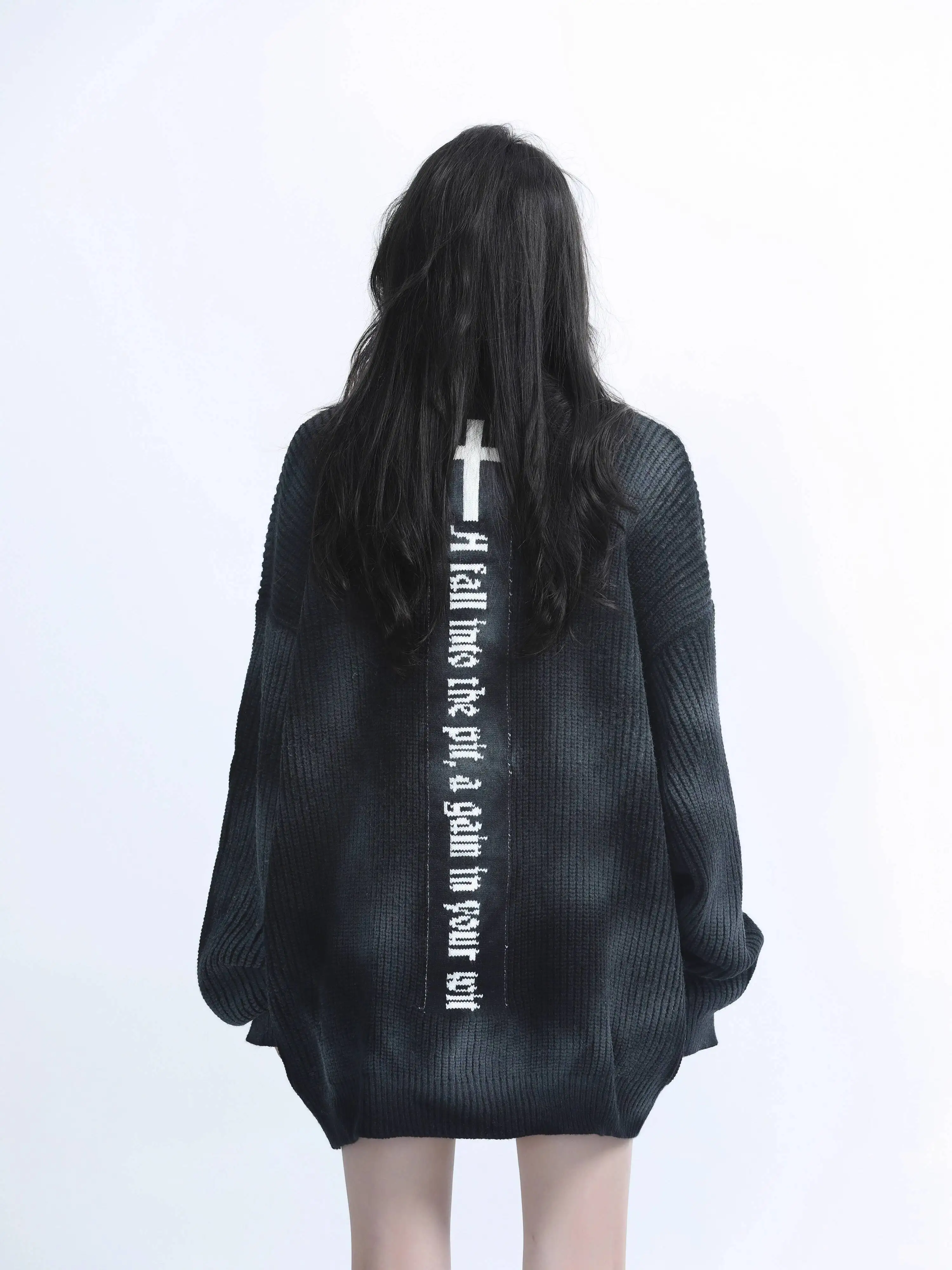 

2025 женский вязаный кардиган, уличный вязаный свитер с граффити, осень-зима, хип-хоп, ленивый стиль, свободный вязаный кардиган, куртка