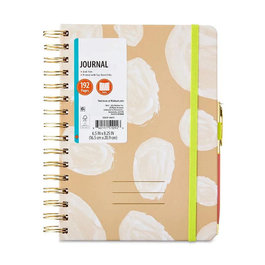 

Twin Wire Bound Journal - Khaki, 6" x 8.25" x 1", 192 Lined Pages, Paper Hard Cover, Pen