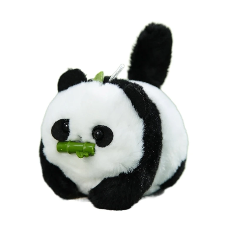 Tail Wagging Panda Plush Toy Keychain Pendant Lovely Hanging Ornament Bag Accessory Wind up Pull String Child Gift