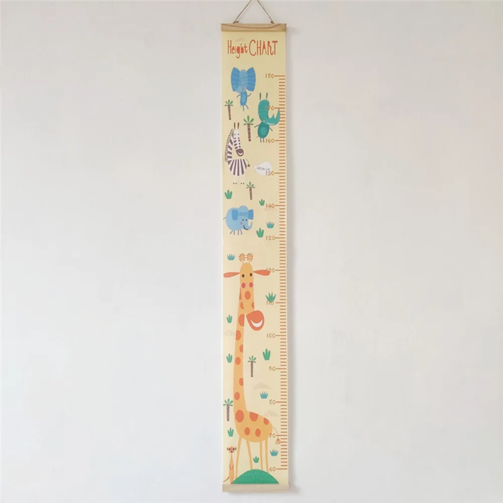 Wall Hanging Children Height Measuring Rulers with Frame Roll Up Height Measure Chart Decorative Wooden Baby Growth Chart