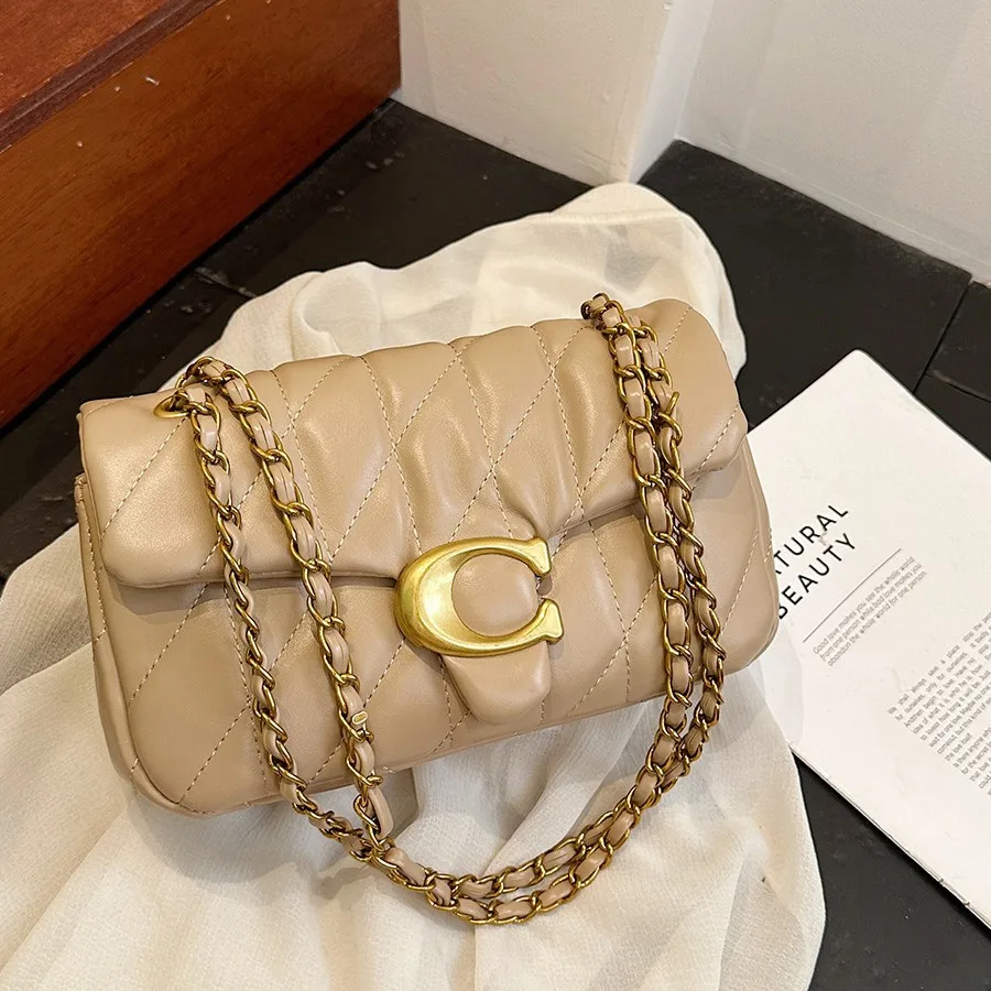 

2026 Quilted Crossbody Bag for Women, Vintage Chain Strap Shoulder Purse Luxury Small Diamond Pattern Bag Chic Embroidery Clutch