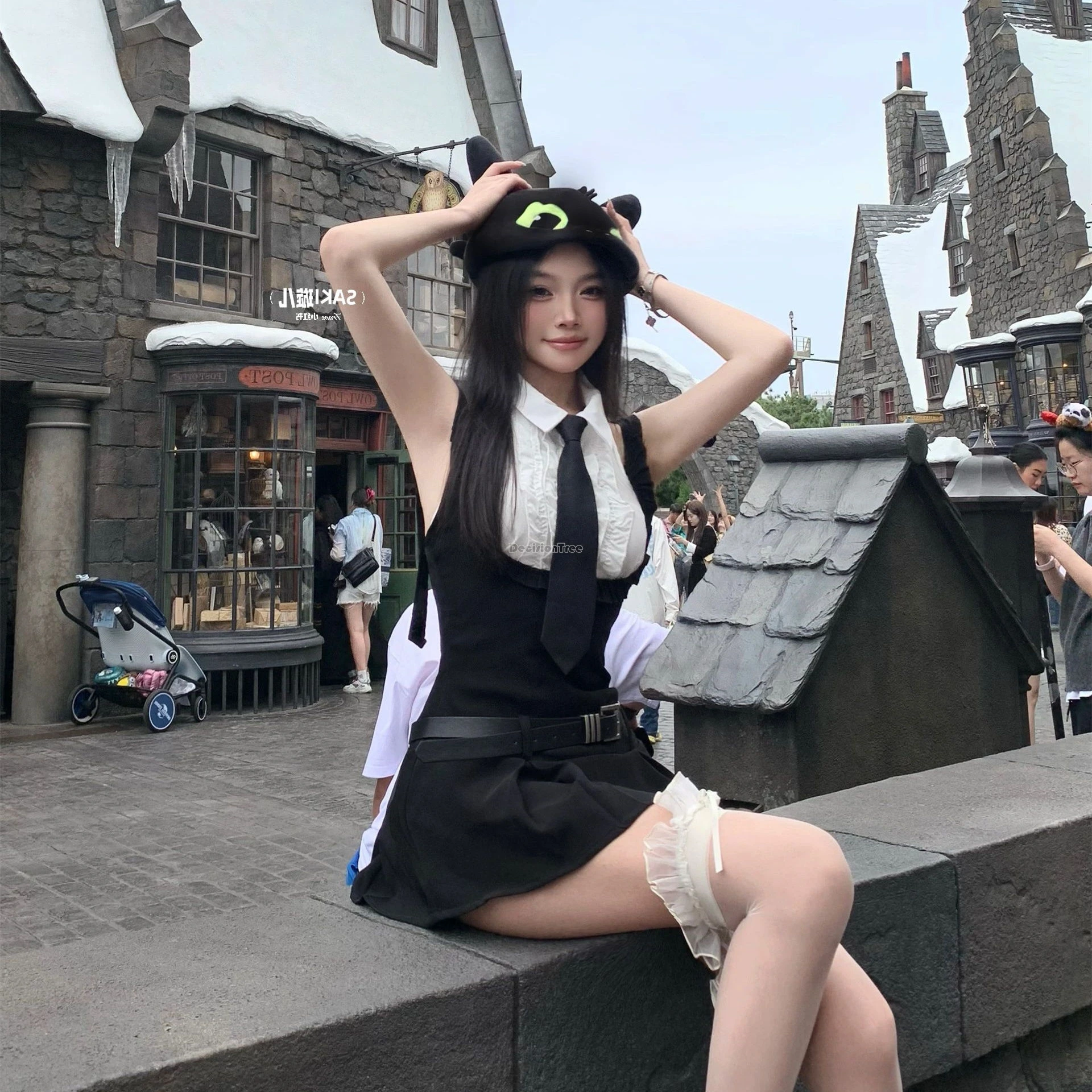 2025 improved sexy fashion jk set summer new school style jk uniform sleeveless shirt short culottes two-piece daily uniform set