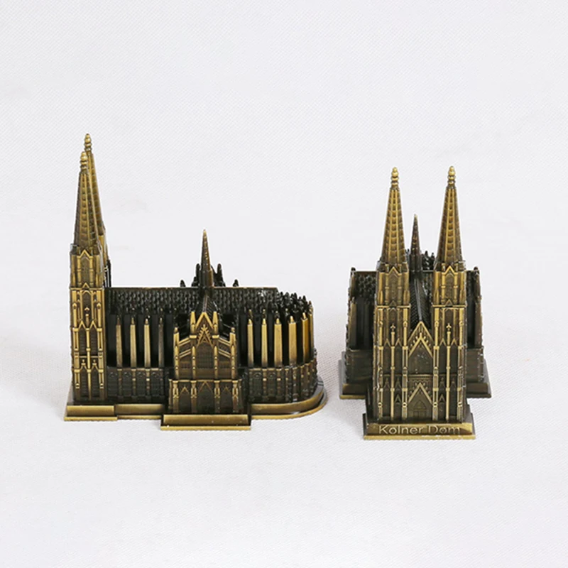 Cologne Cathedral Model Metal Antique Bronze Germany Kölner Dom Building Figurine World Famous Landmark Architecture Decoration