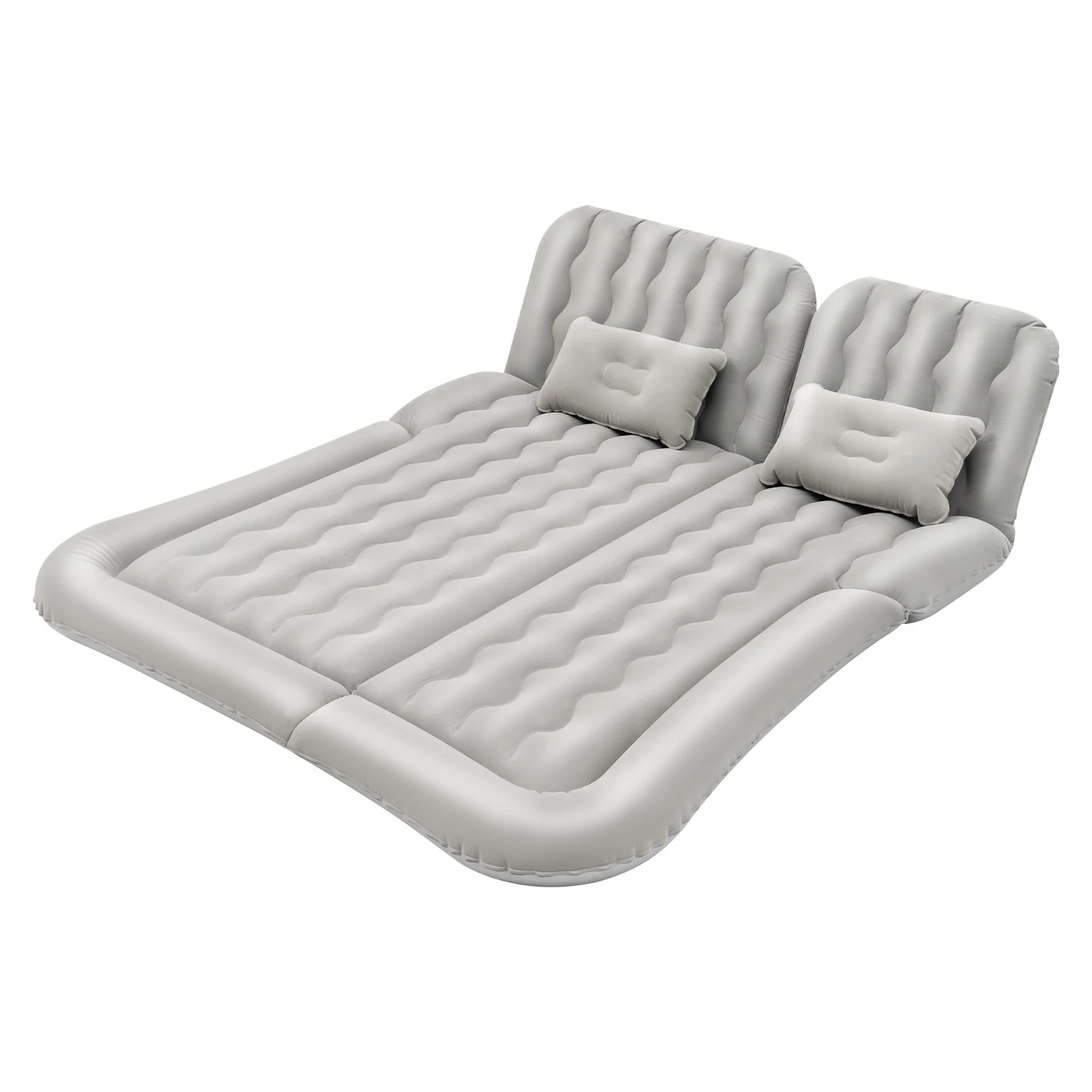 Multifunction Inflatable Bed with Pump PVC Flocking Soft Sleeping Rest Cushion 2 Headrests