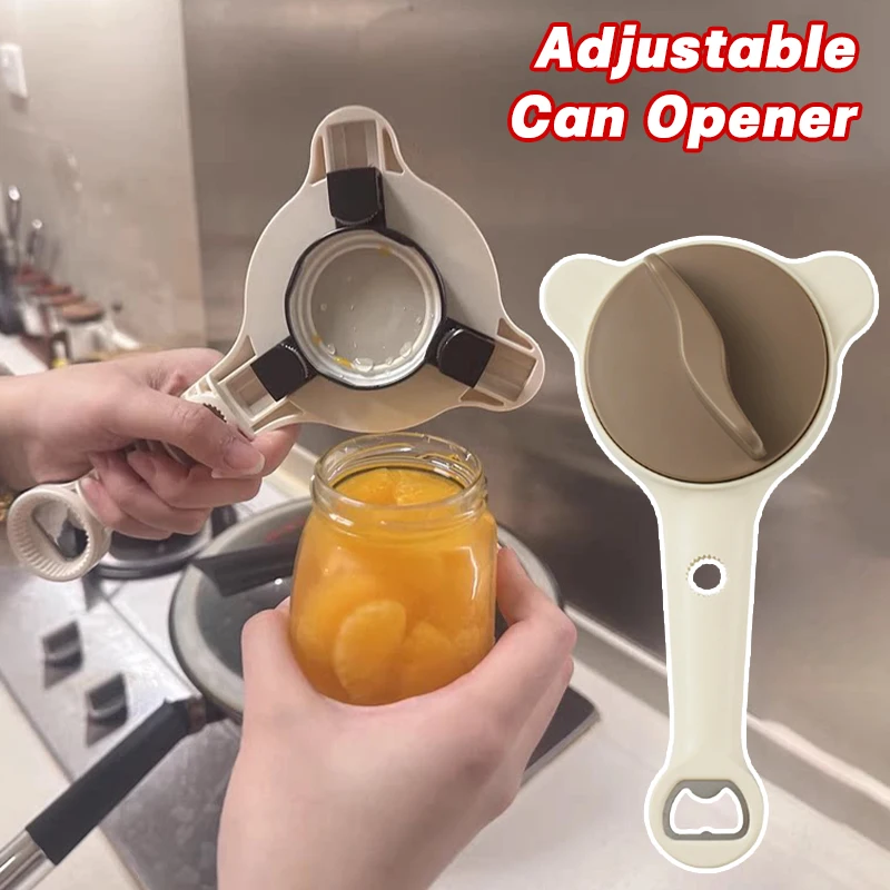 Multifunctional Jar Opener New 4-in-1 Jar Opener Adjustable Lid Remover Ergonomic Jar Lid Gripper for Various Container Sizes