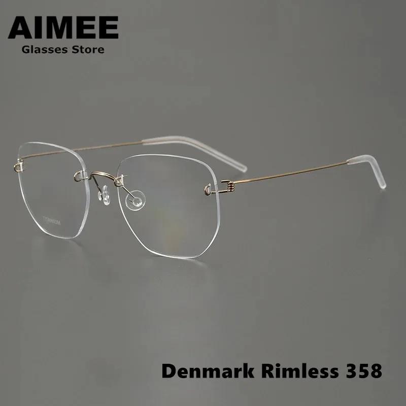 Denmark Brand Screwless Irregular Square Glasses Frame Men Titanium Ultralight Rimless Eyeglasses Women Trend Eyewear Spectacles