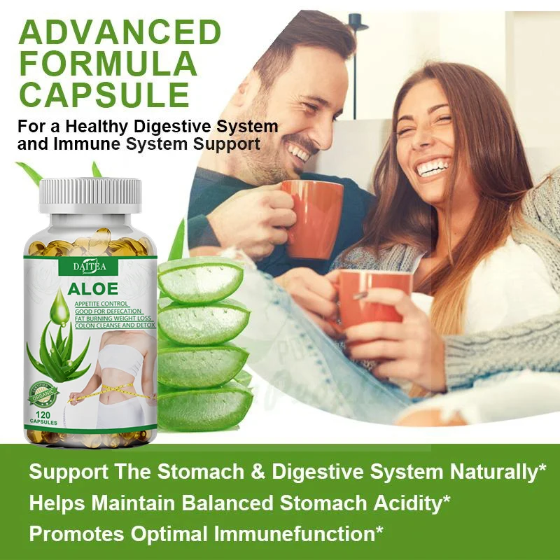 Aloe Vera Extract Capsules - Helps Cleanse and Detoxify The Colon, Burn Fat, Maintain Stomach Acid Balance, and Boost Immunity