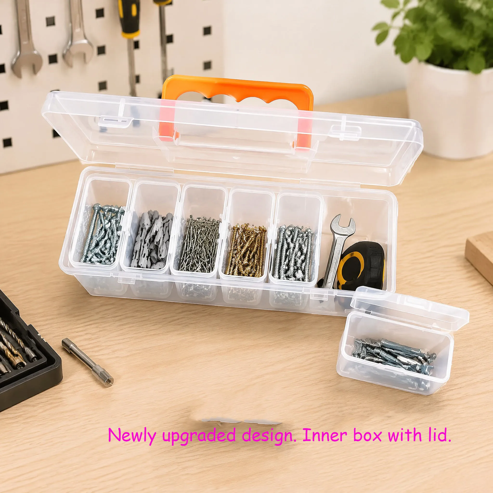 Multi-Compartment Transparent Hardware Tool Storage Box - Household Screw Wrench Organizer Screw Accessory Sorting Container