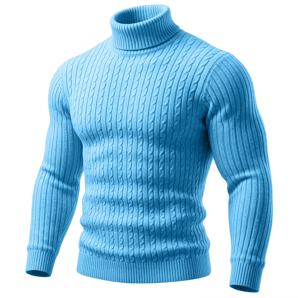 Herren Zopfmuster Rollkragenpullover Warmer Weicher Thermo-Pullover Winter Passform Langarm-Pullover für Kaltes Wetter Strickwaren – Detail 16