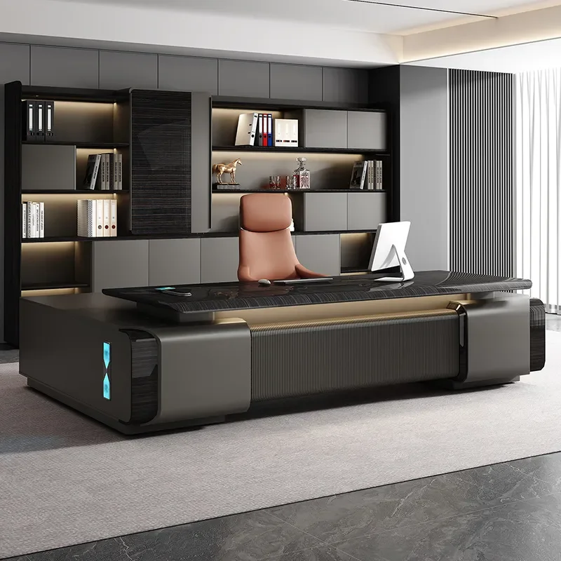 Modern Executive Desk Large Office Table for CEO President Simple High End Workstation with Storage Space Manager