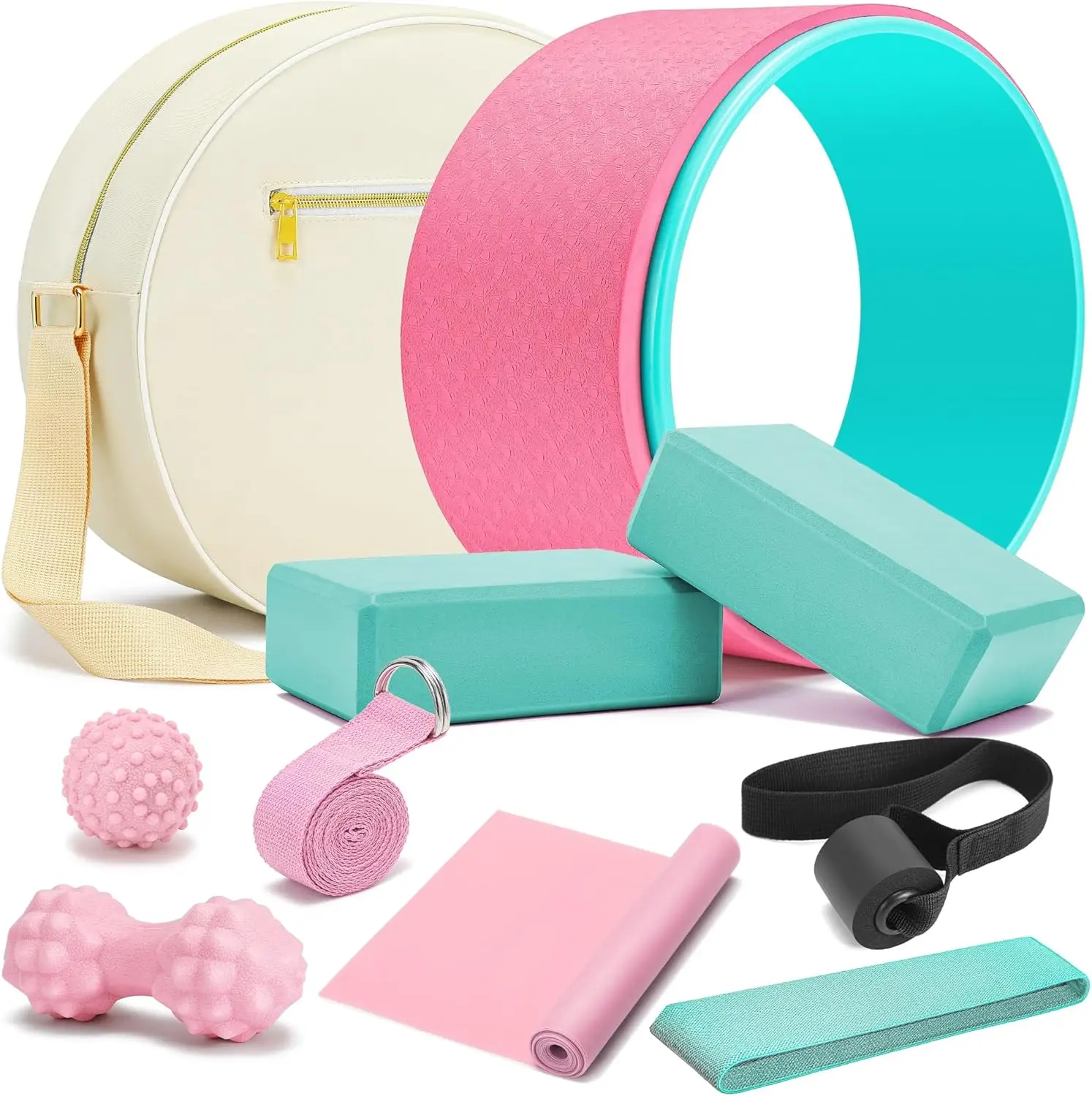 

Универсальный набор для йоги: колесо, массажный ролик, блоки, ремень и массажный мяч для снятия боли в спине и растяжки