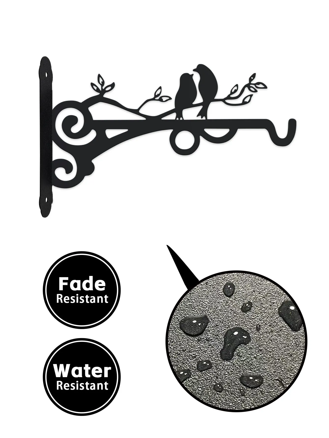2 Hanging Basket Holders, Outdoor Solid Iron Plant Hooks, Heavy Duty Wall-mounted Plant Hooks for Lanterns, Flower Pots
