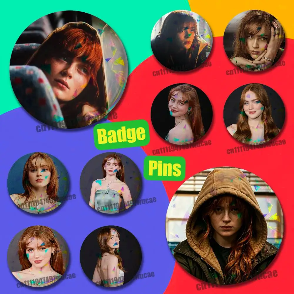 For Sadie Sink Badge Cover Custom Pin Insignia Emblem Round 32mm Button Hats Laser Film