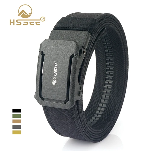 HSSEE Nuevo cinturón militar duro para hombres y mujeres cinturón táctico al aire libre de nylon apretado hebilla de metal hebilla automática IPSC cinturón de pistola faja casual masculina
